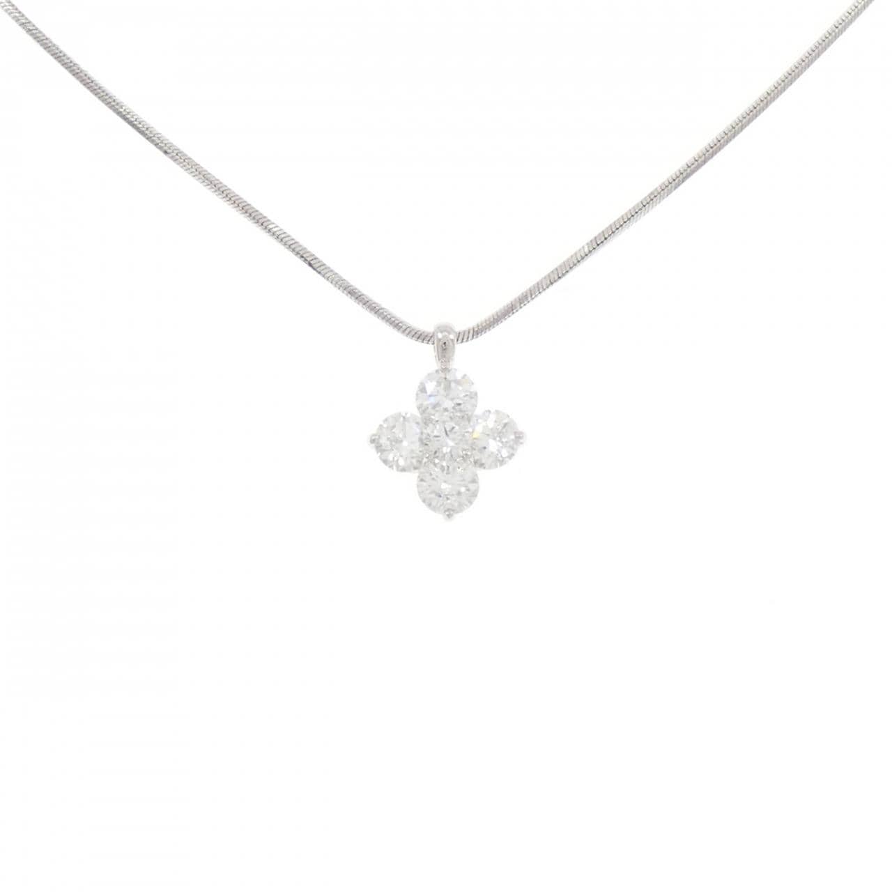 PT900/PT850 フラワー ダイヤモンド ネックレス 1.00CT