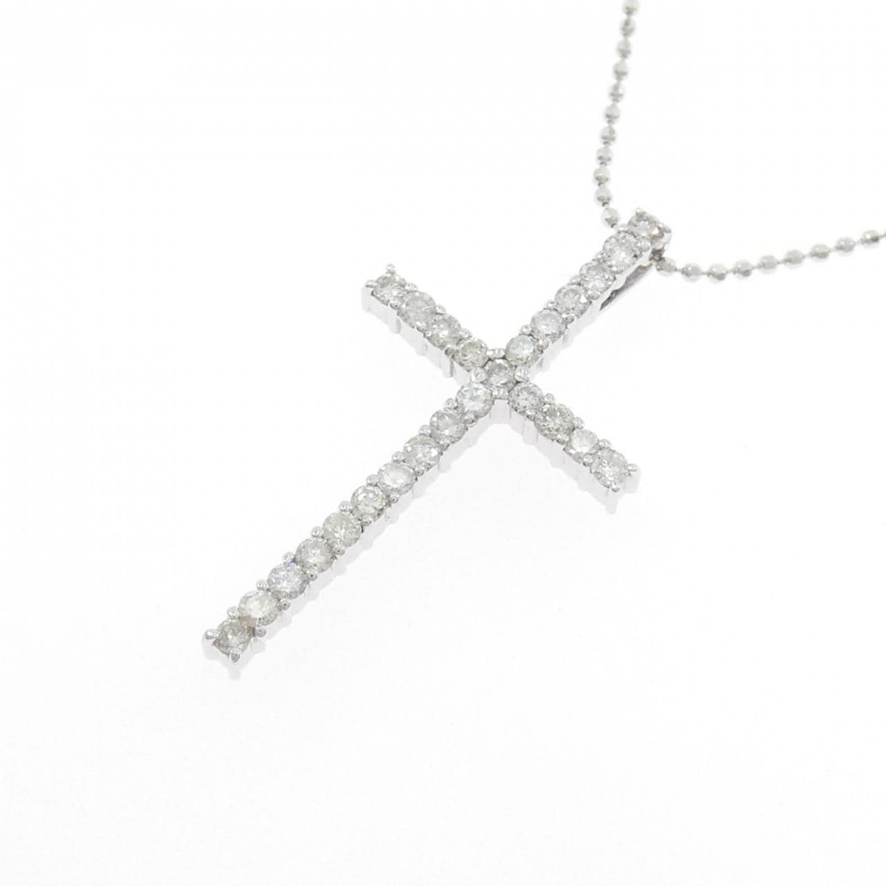 K18WG クロス ダイヤモンド ネックレス 0.50CT