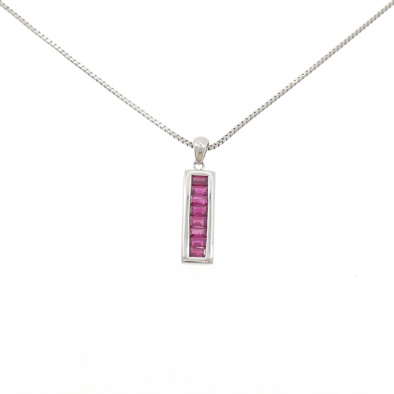 PT900/PT850 ルビー ネックレス 0.66CT