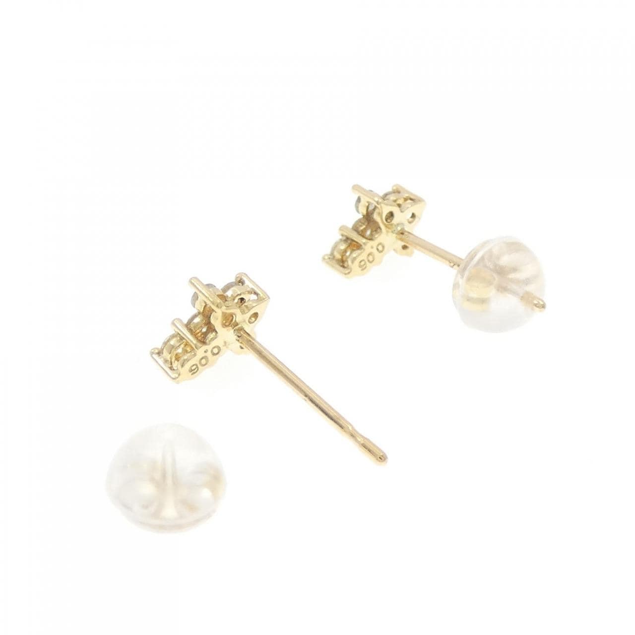K18YG クロス ダイヤモンド ピアス 0.12CT