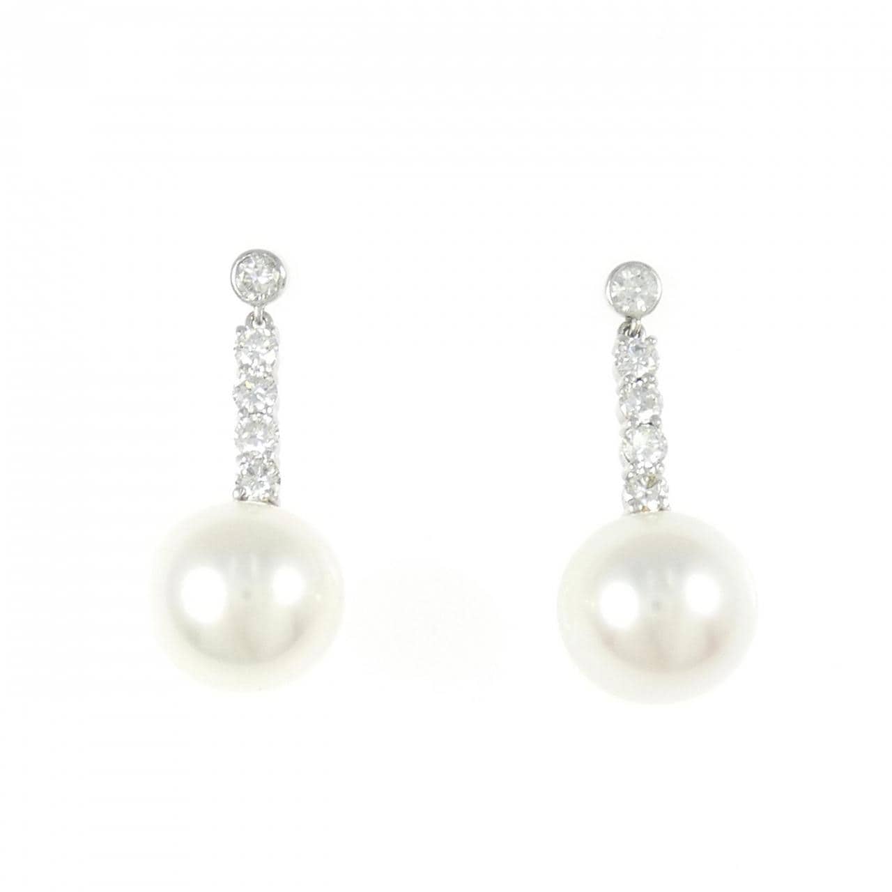 K18WG 白蝶パール ピアス 10.7mm