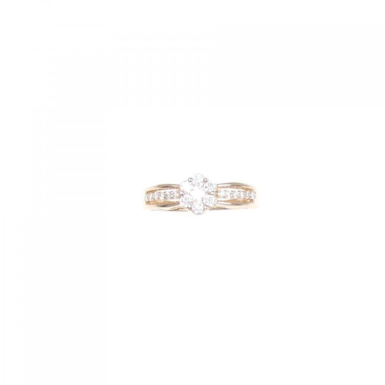 K18PG フラワー ダイヤモンド リング 0.30CT