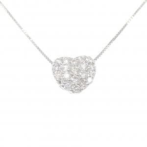 K18WG ハート パヴェ ダイヤモンド ネックレス 0.62CT