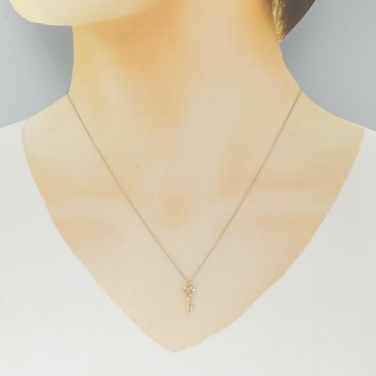 K10PG キー×ハート ダイヤモンド ネックレス