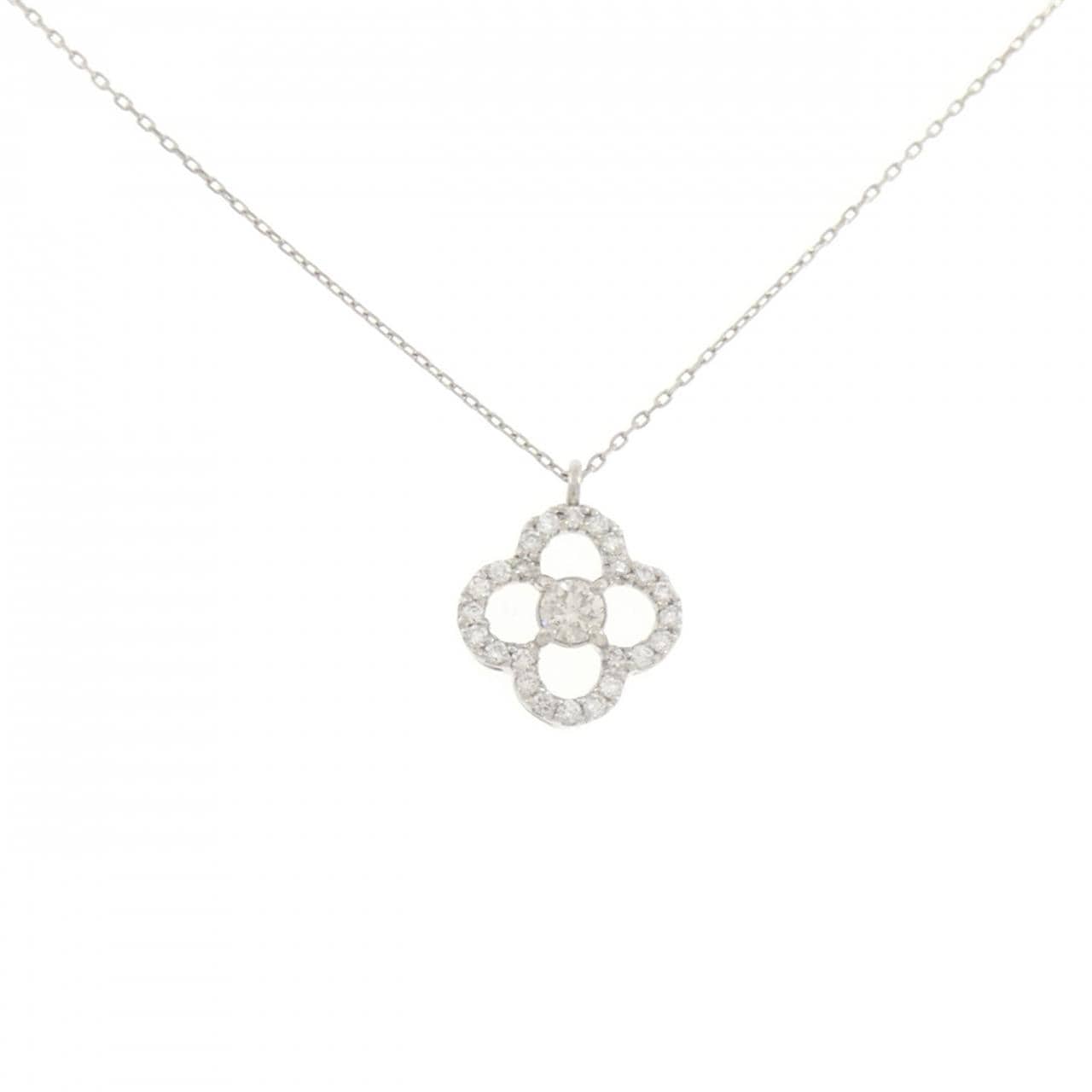 PT900/PT850 フラワー ダイヤモンド ネックレス 0.21CT