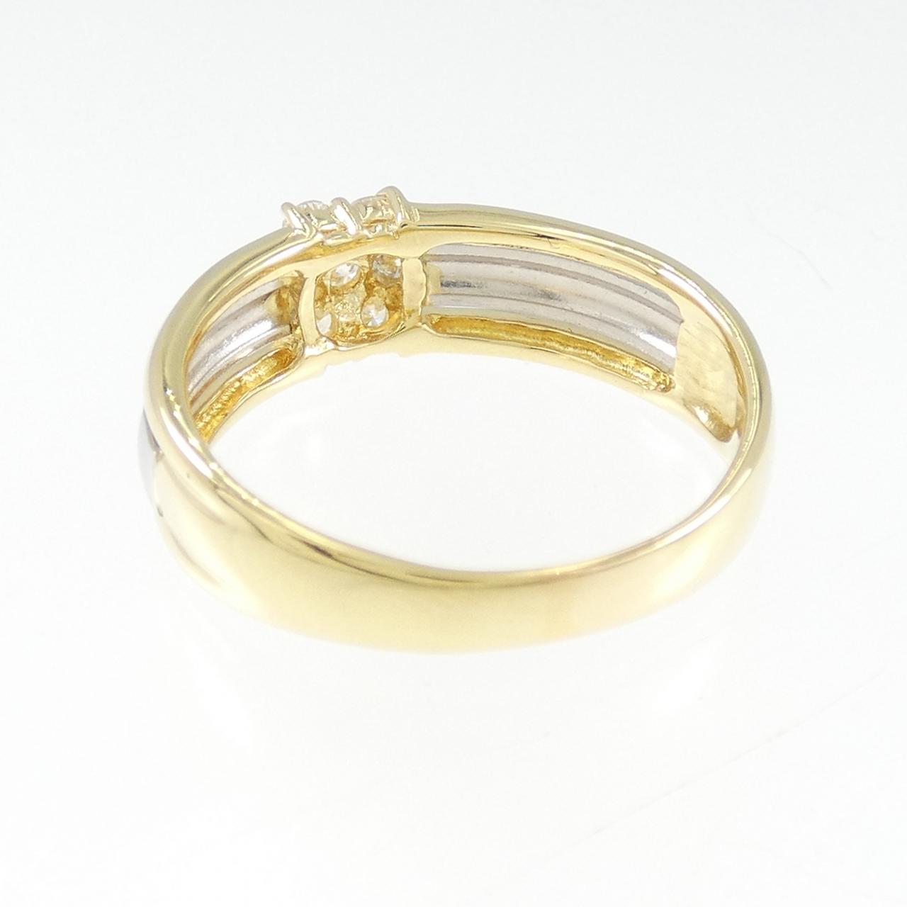 K18YG/PT900 フラワー ダイヤモンド リング 0.25CT