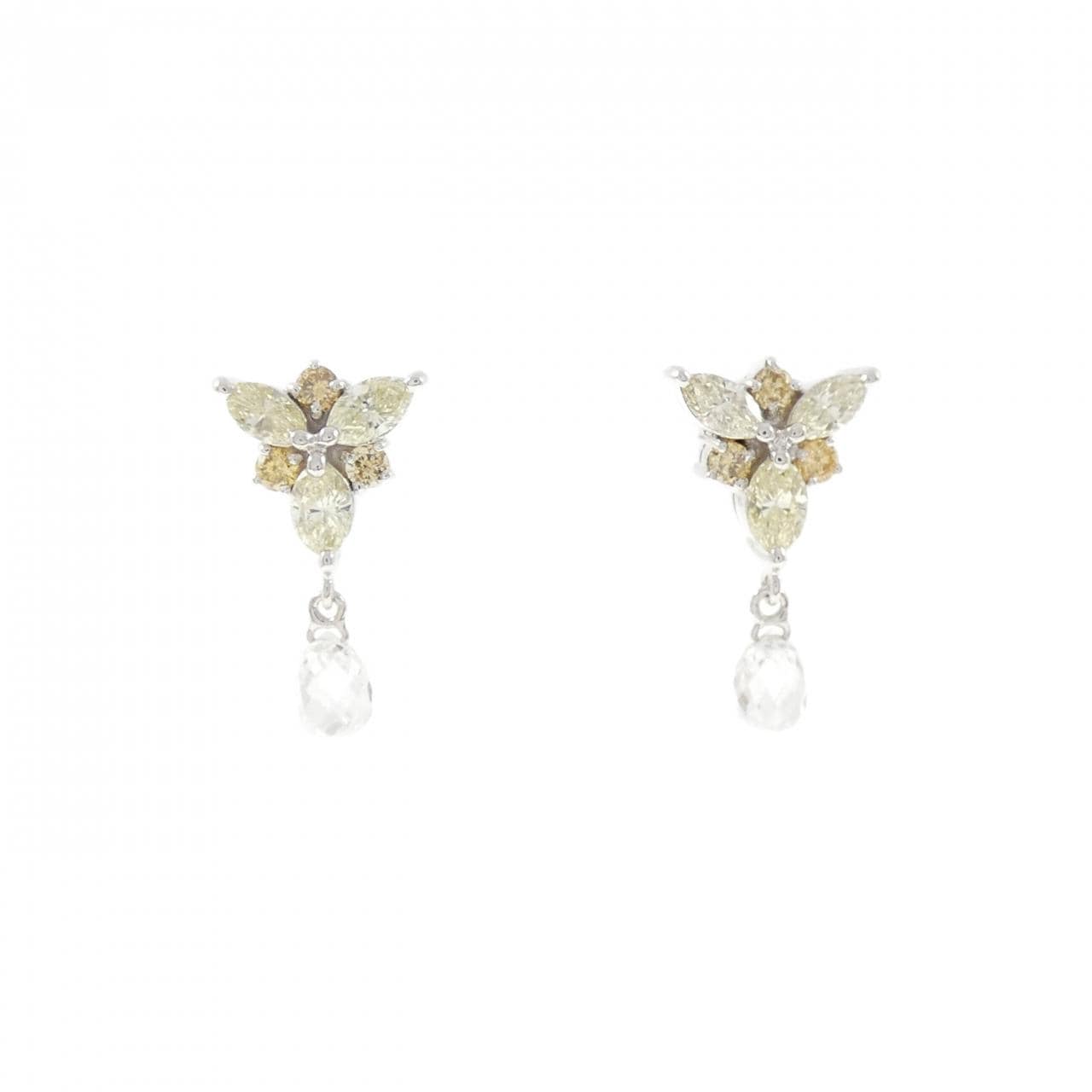 K18WG/K14WG ダイヤモンド ピアス 1.36CT