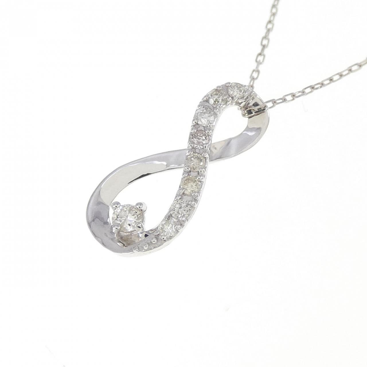 【新品】K18WG ダイヤモンド ネックレス 0.10CT