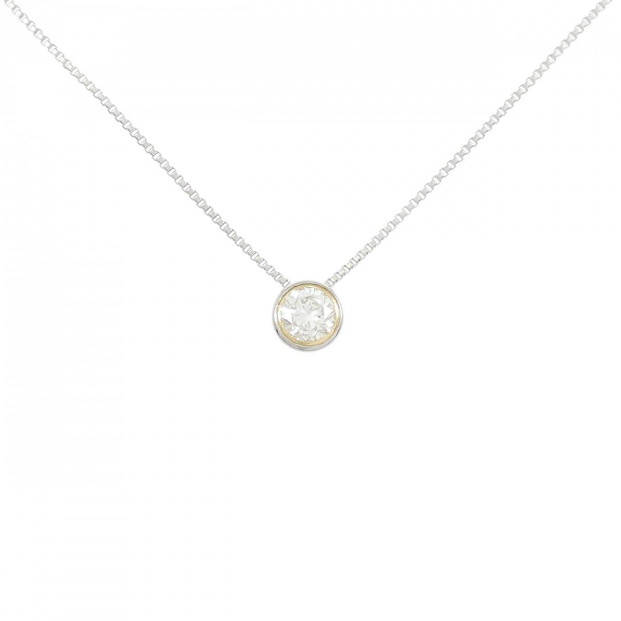 PT900/K18YG/PT850 ソリティア ダイヤモンド ネックレス 0.333CT
