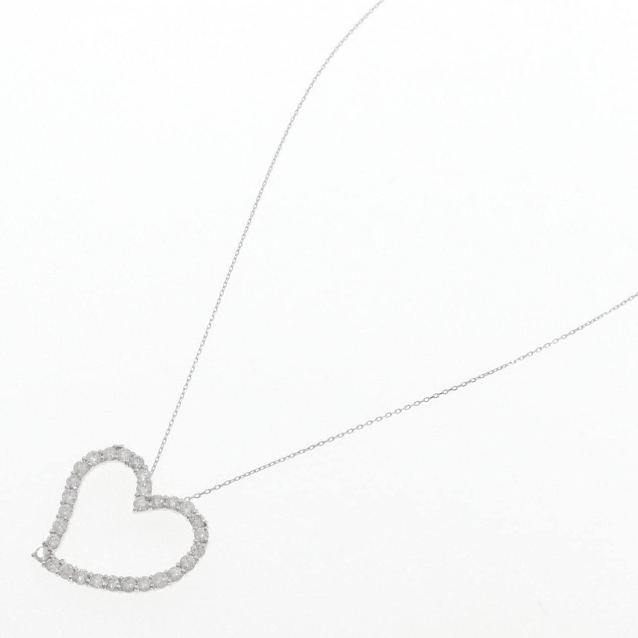 K18WG ハート ダイヤモンド ネックレス 1.00CT