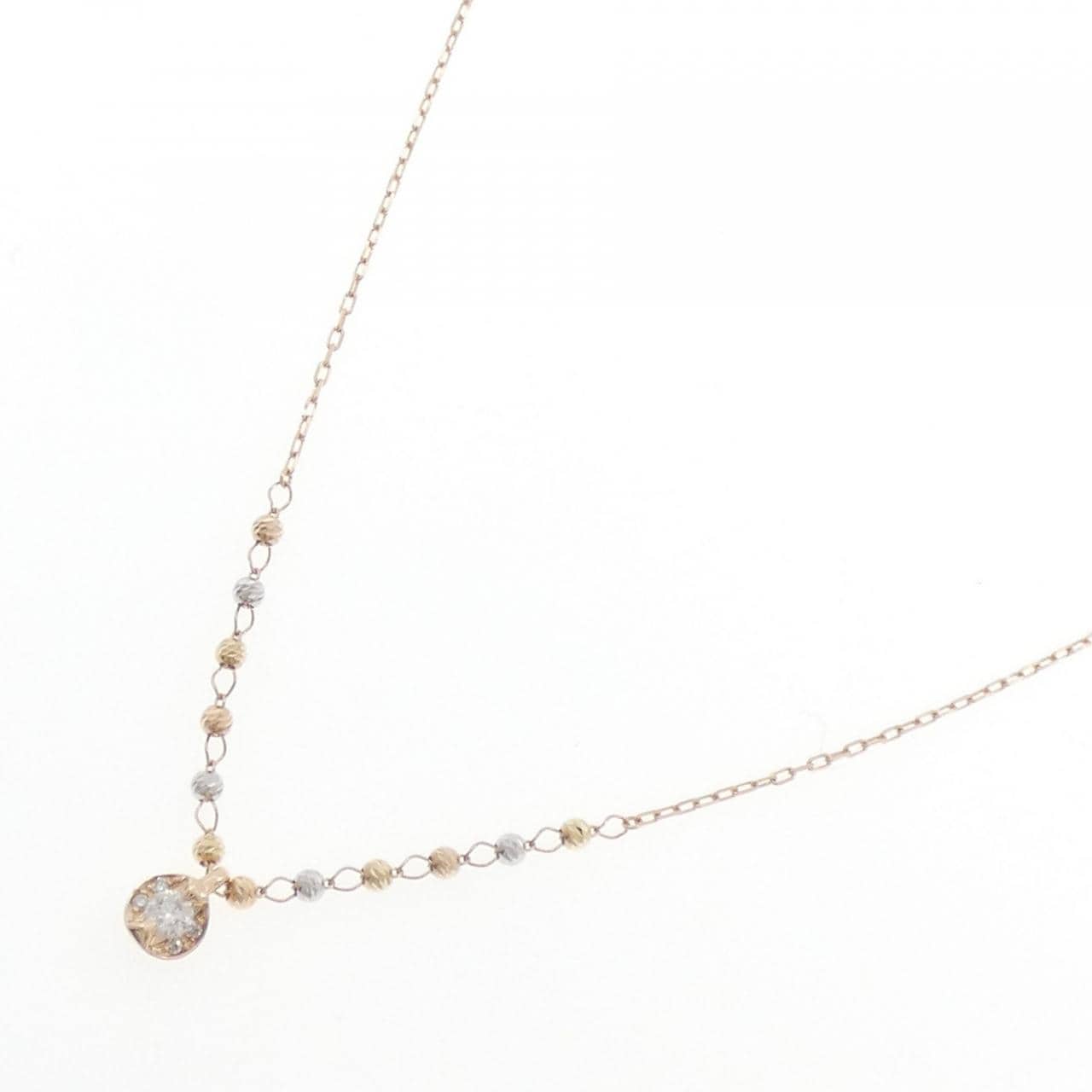K10スリーカラー ダイヤモンド ネックレス 0.10CT