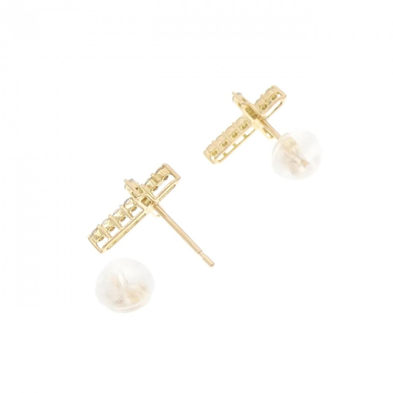 【新品】K18YG クロス ダイヤモンド ピアス 0.20CT