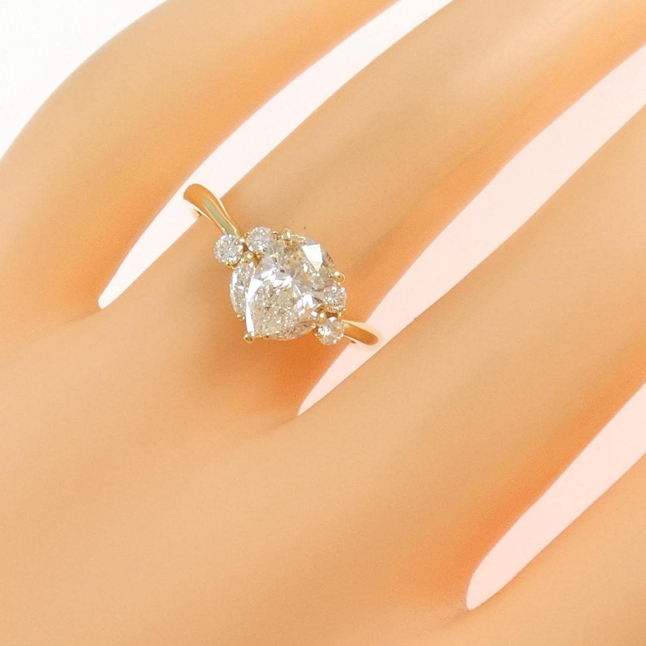 【リメイク】K18YG ダイヤモンド リング 1.003CT J SI2 ペアシェイプ