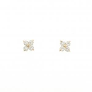 【リメイク】K18YG フラワー ダイヤモンド ピアス 0.30CT