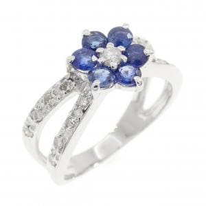 K14WG フラワー サファイヤ リング