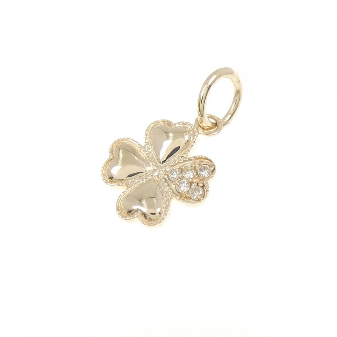 アガット クローバー ダイヤモンド ペンダント 0.03CT