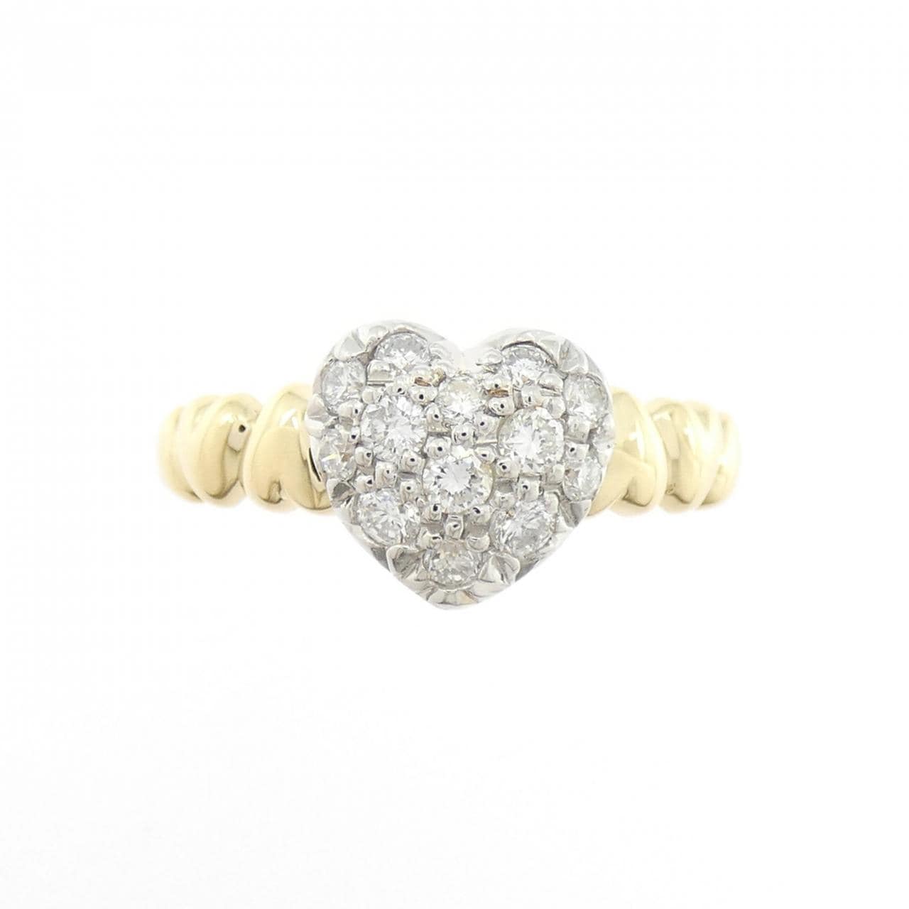 K18YG/PT900 ハート ダイヤモンド リング 0.30CT