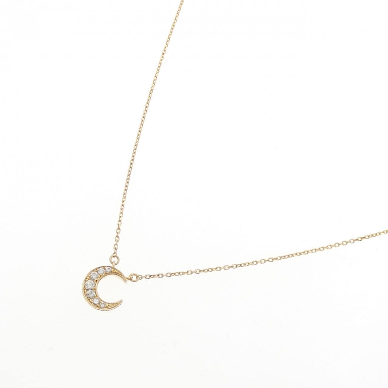 K18YG ムーン ダイヤモンド ネックレス 0.10CT