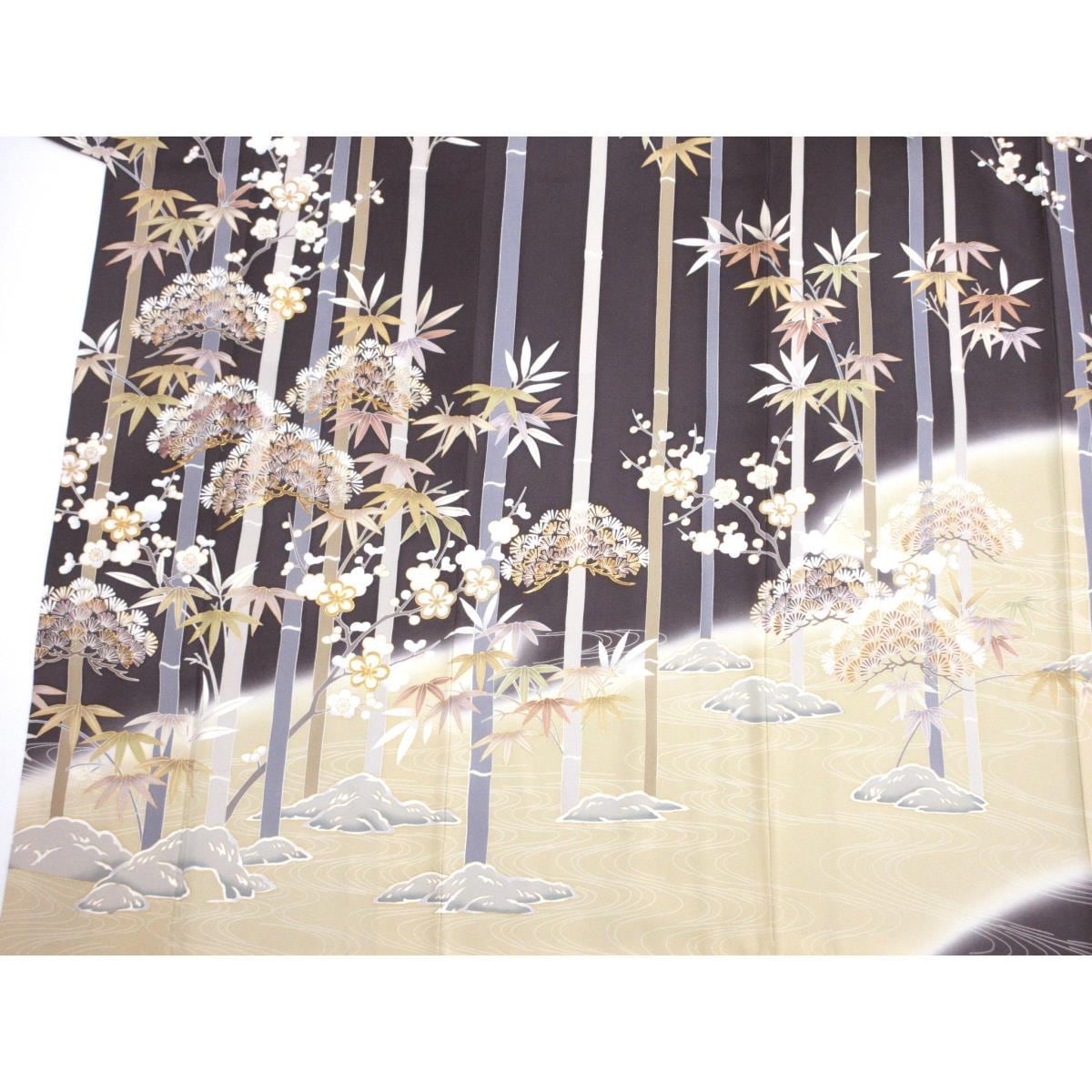 訪問着　友禅金彩加工　刺繍入りボカシ染