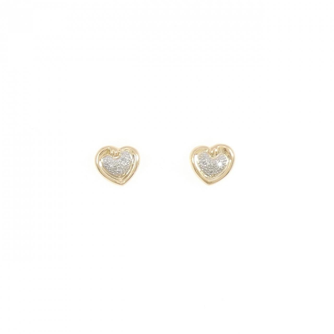 K18YG/PT900 ハート ダイヤモンド ピアス 0.03CT