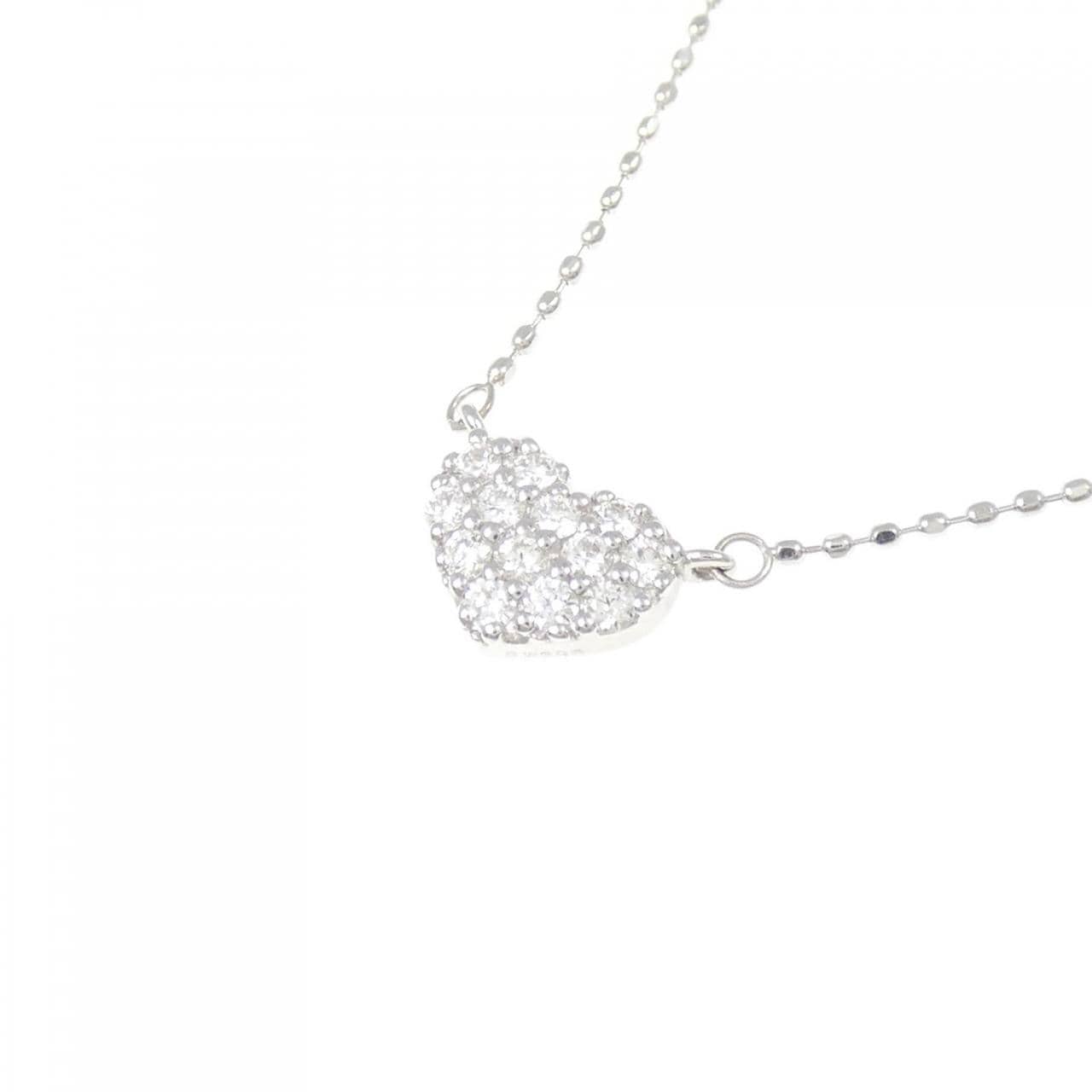 K10WG ハート パヴェ ダイヤモンド ネックレス 0.15CT