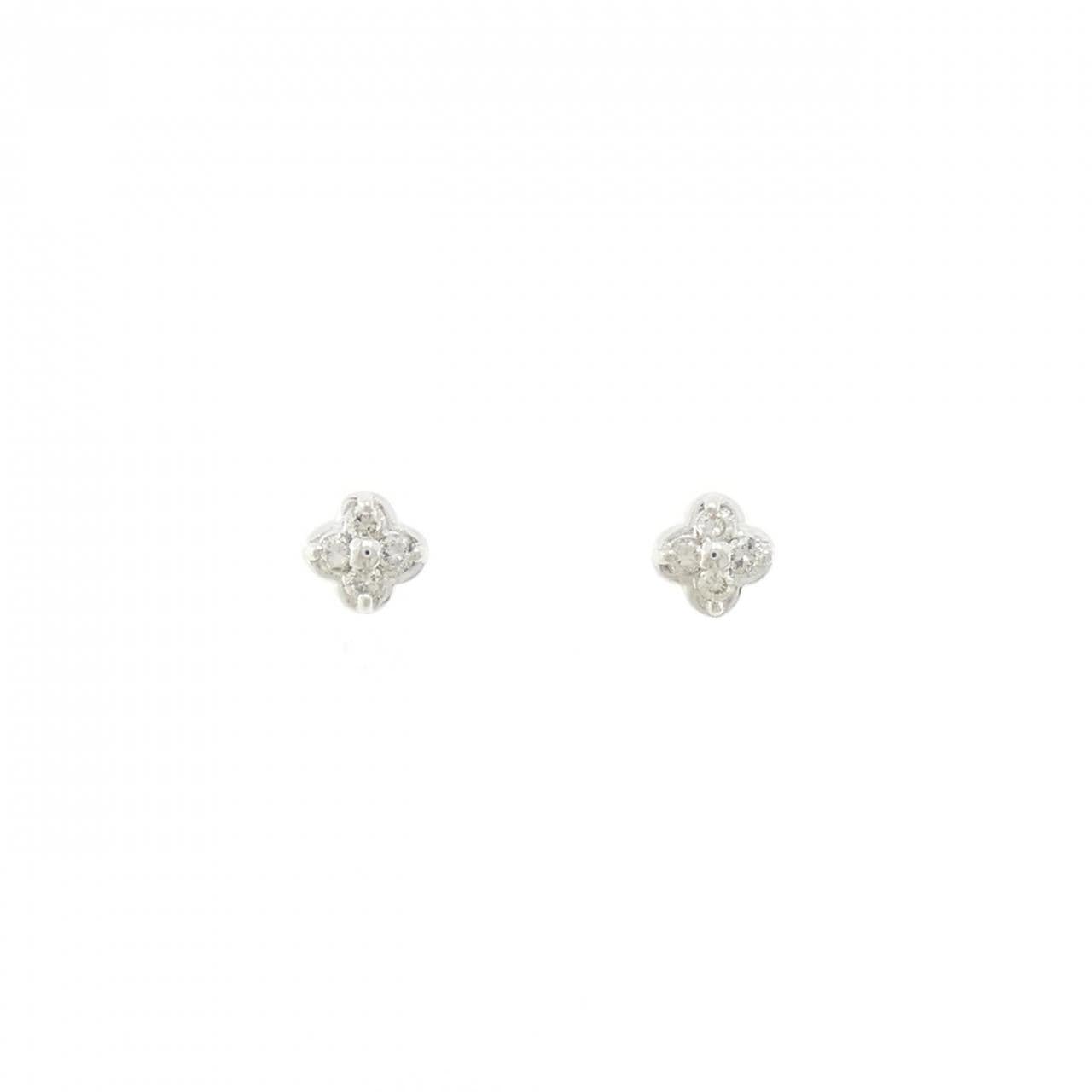 K18WG 花朵钻石耳环 0.12CT