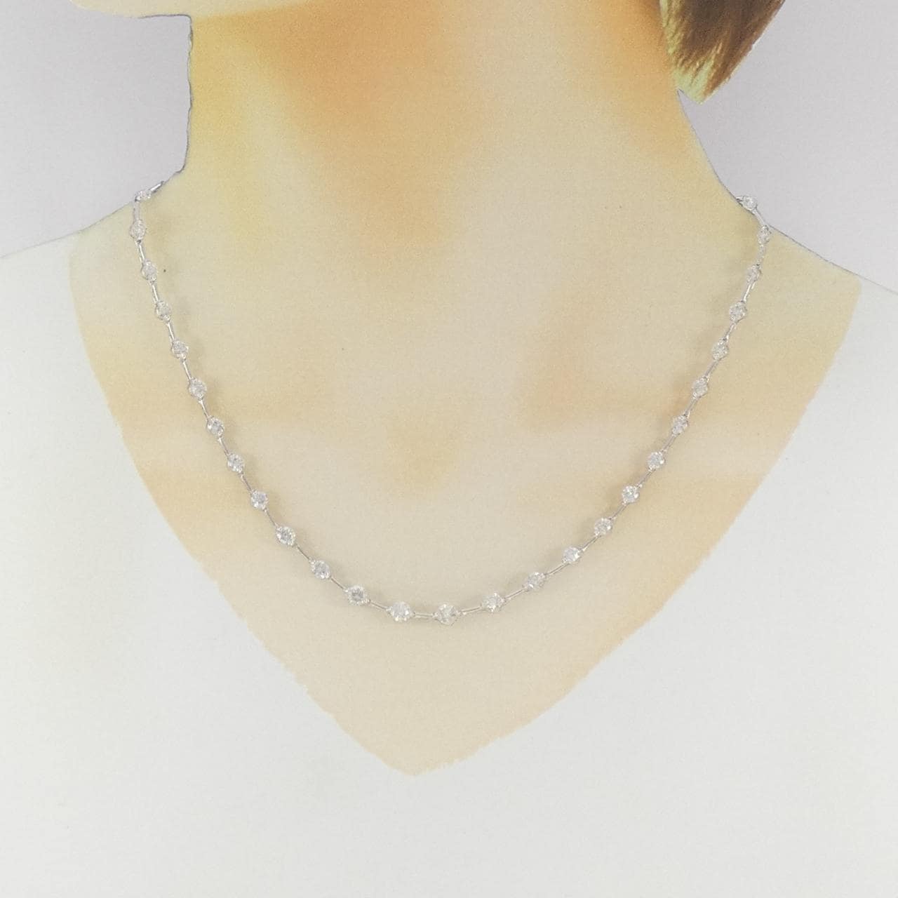 K18WG ダイヤモンド ネックレス 5.00CT
