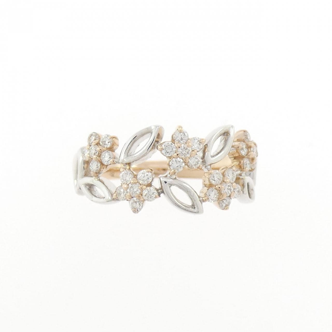 K18PG/K18WG フラワー ダイヤモンド リング 0.38CT