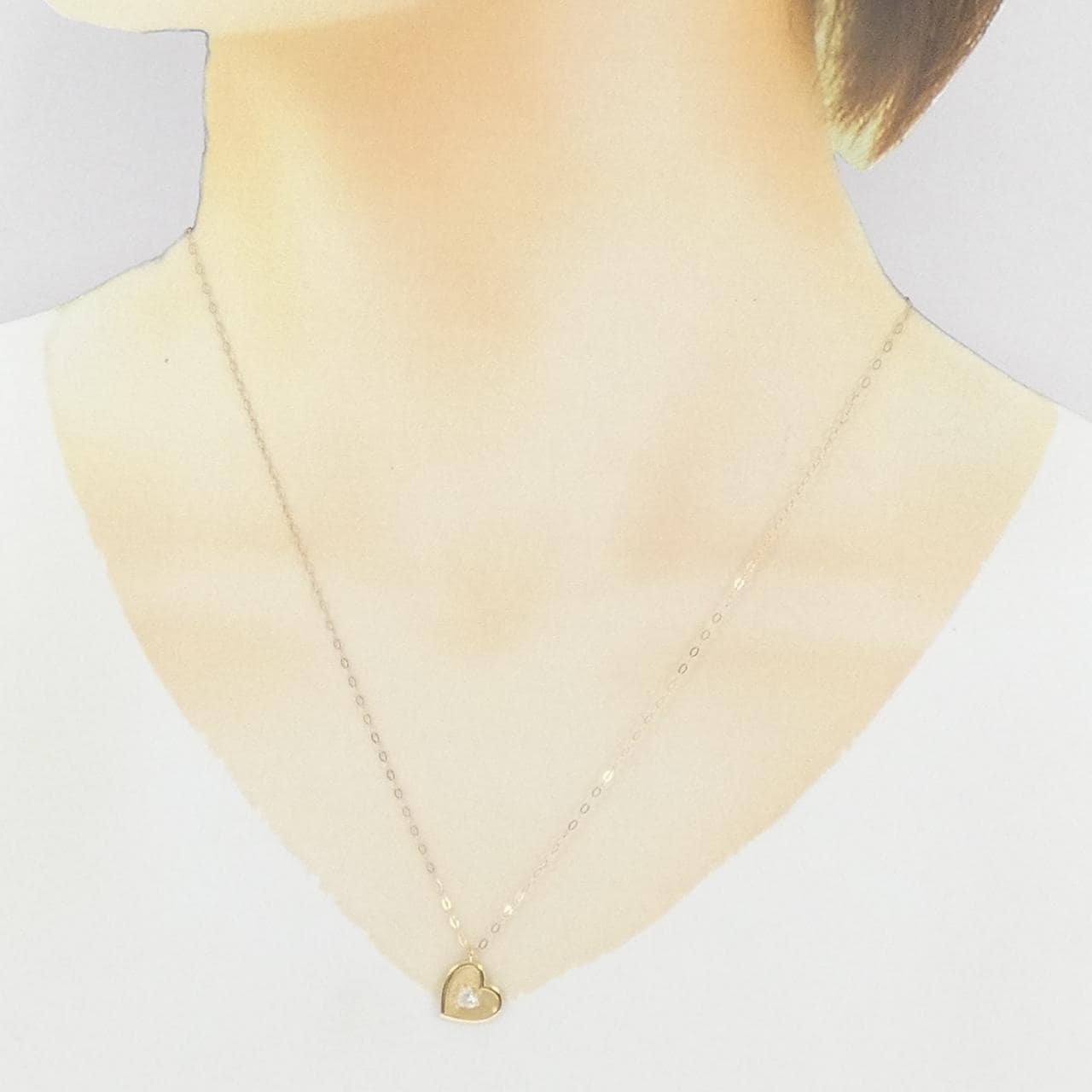 K18YG ハート ダイヤモンド ネックレス 0.15CT