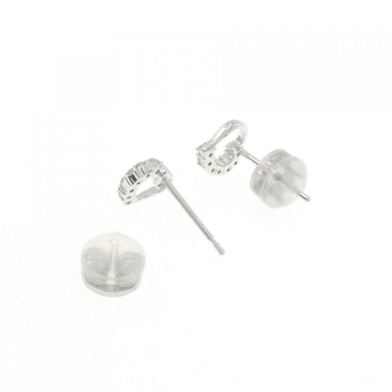 K18WG ハート ダイヤモンド ピアス 0.10CT