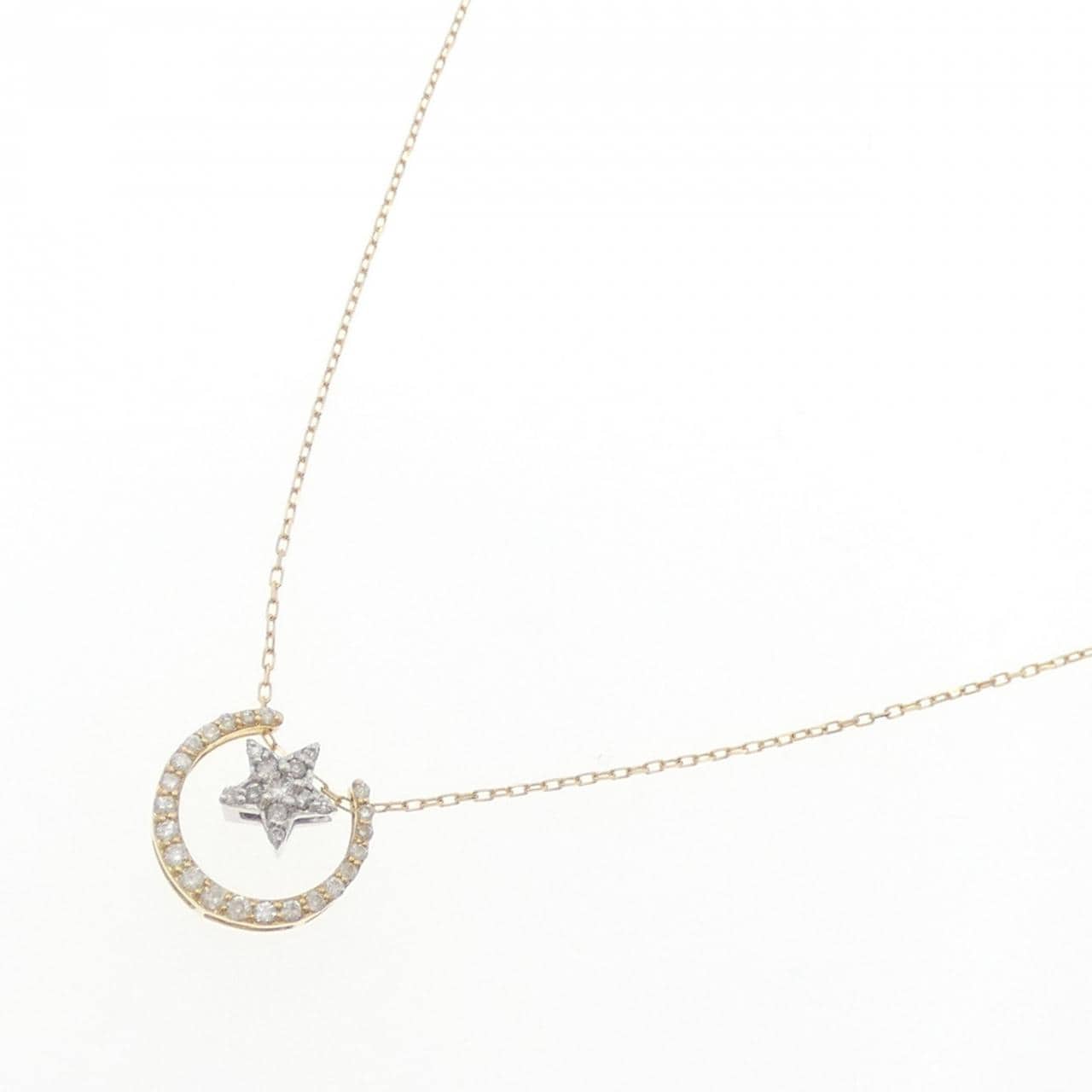K18YG/K18WG 2WAY スター ダイヤモンド ネックレス 0.12CT