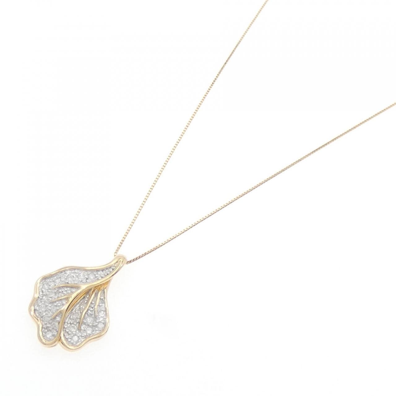 K18YG/K18WG Leaf Diamond Necklace 0.30CT