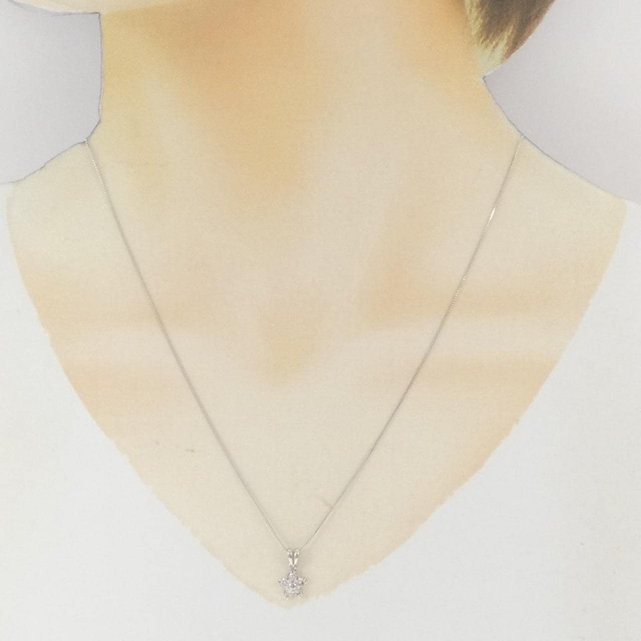 K18WG フラワー ダイヤモンド ネックレス 0.30CT