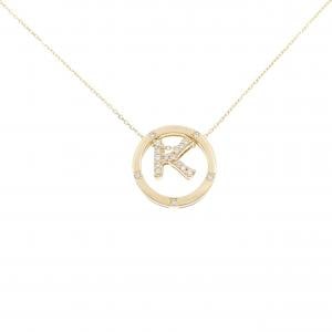 K18YG 2WAY イニシャルK ダイヤモンド ネックレス 0.08CT