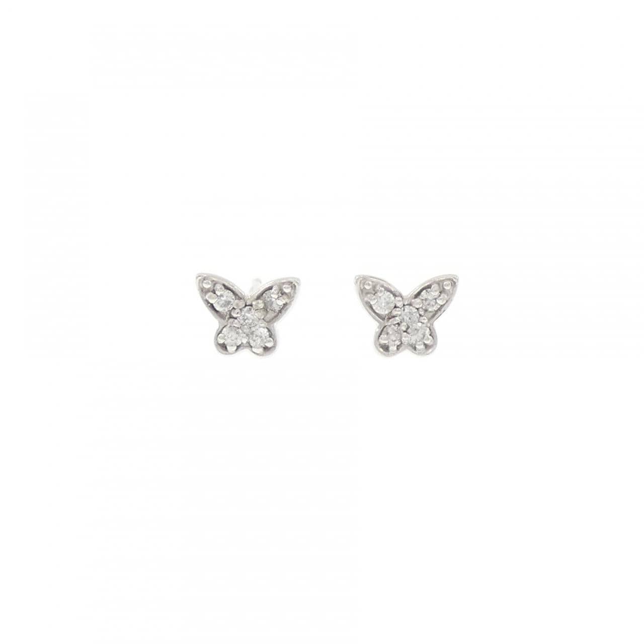 K18WG バタフライ ダイヤモンド ピアス 0.10CT
