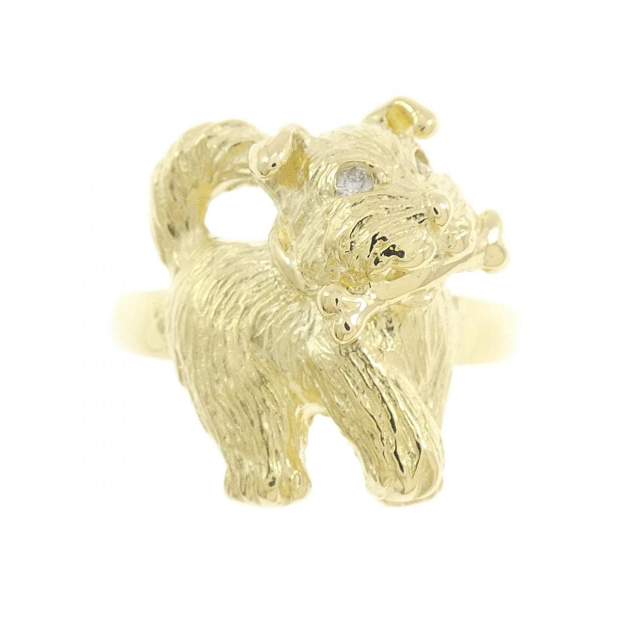 K18YG ドッグ ダイヤモンド リング 0.03CT