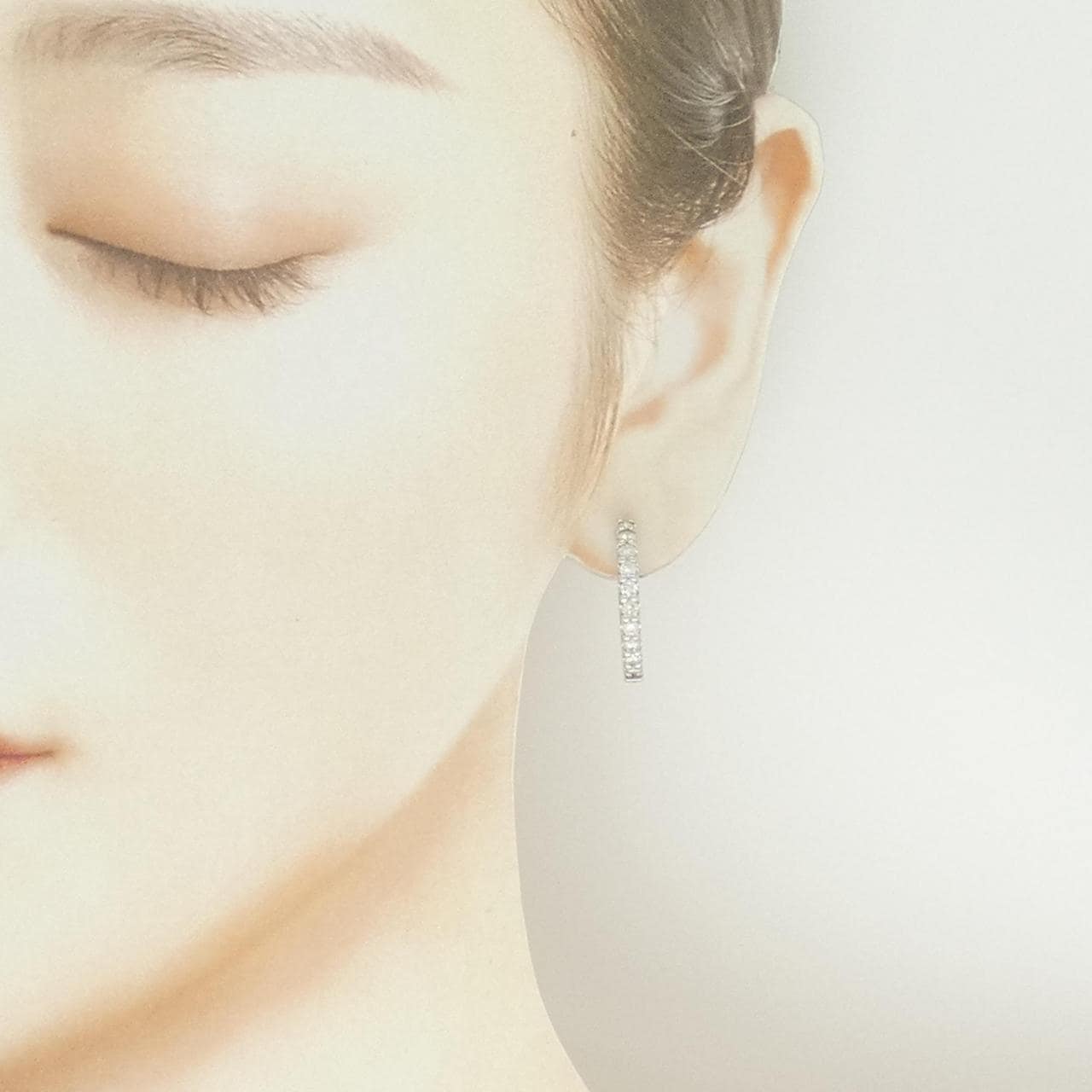 PT900 ダイヤモンド フープ ピアス 1.00CT