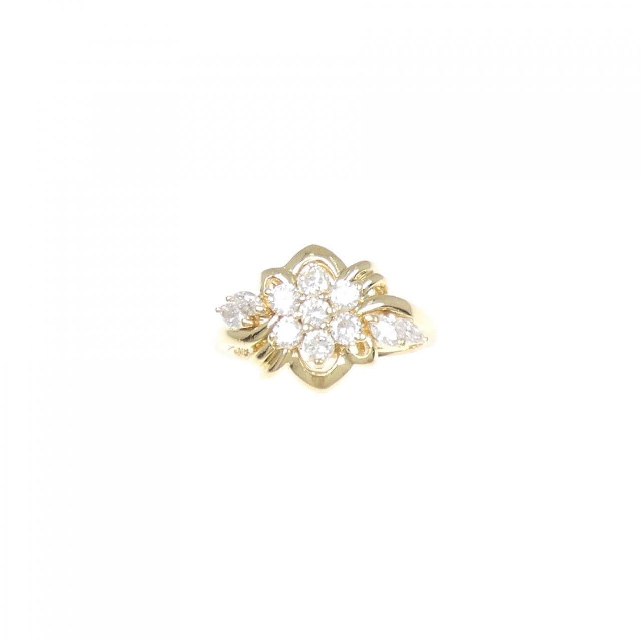 K18YG フラワー ダイヤモンド リング 0.50CT