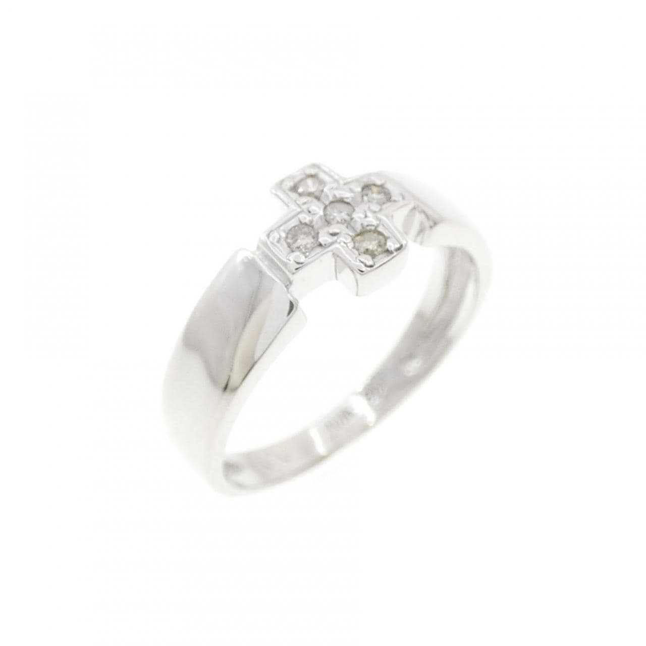 K18WG クロス ダイヤモンド ピンキーリング 0.05CT