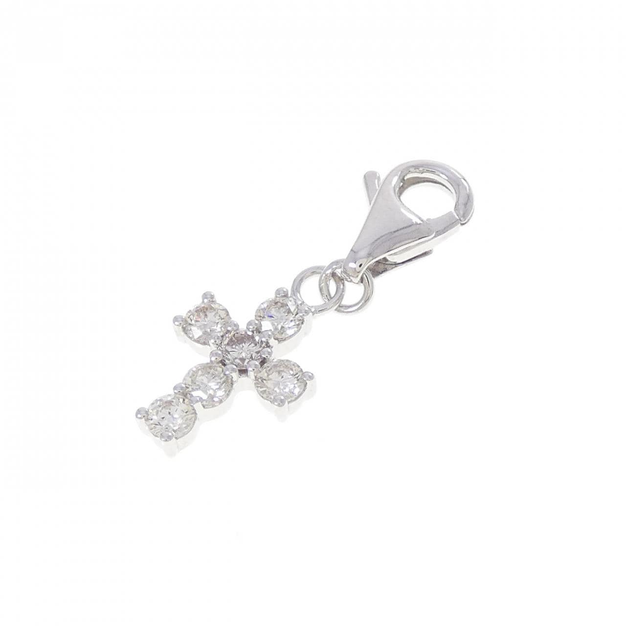 K18WG クロス ダイヤモンドチャーム 0.32CT