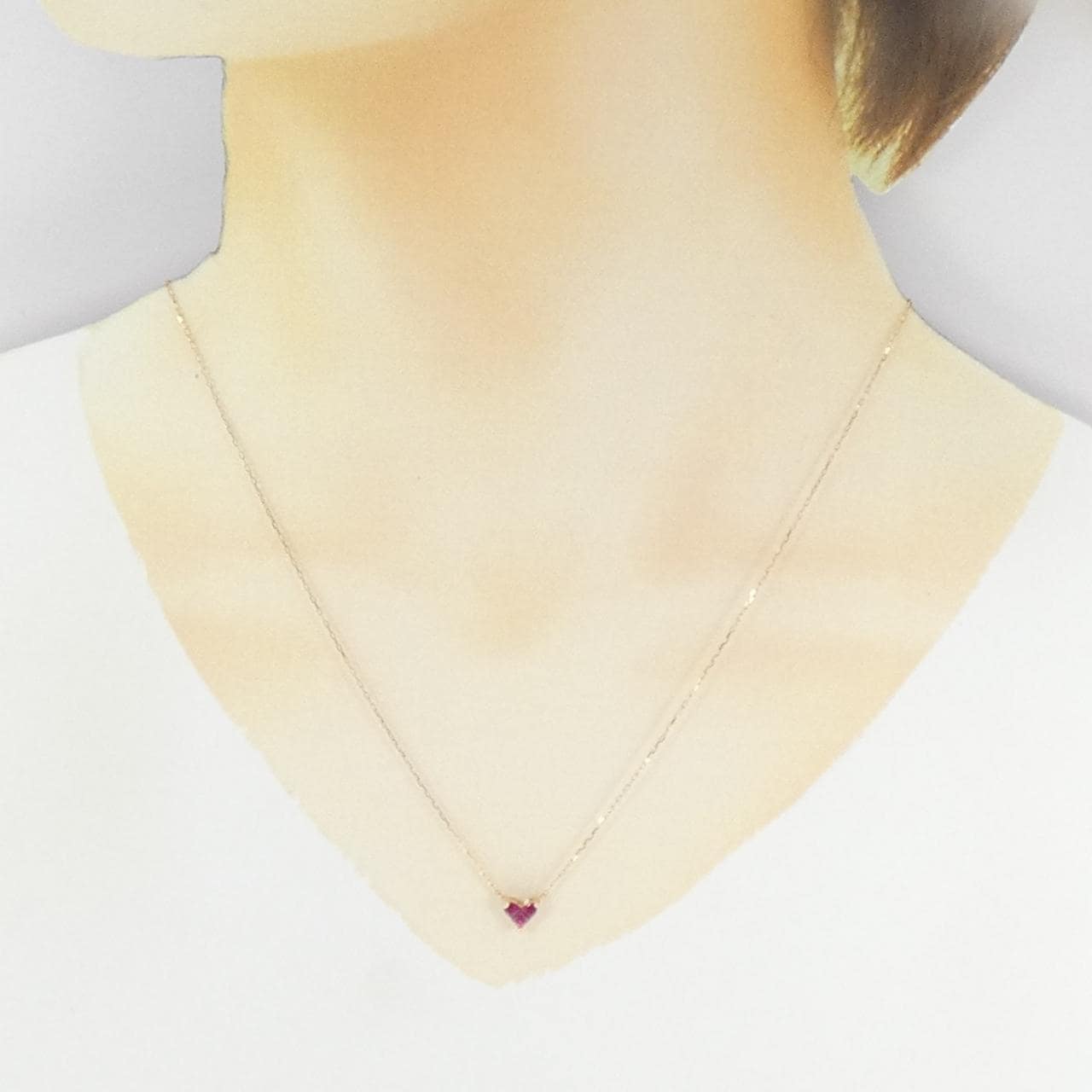 K18PG ハート ルビー ネックレス 0.25CT