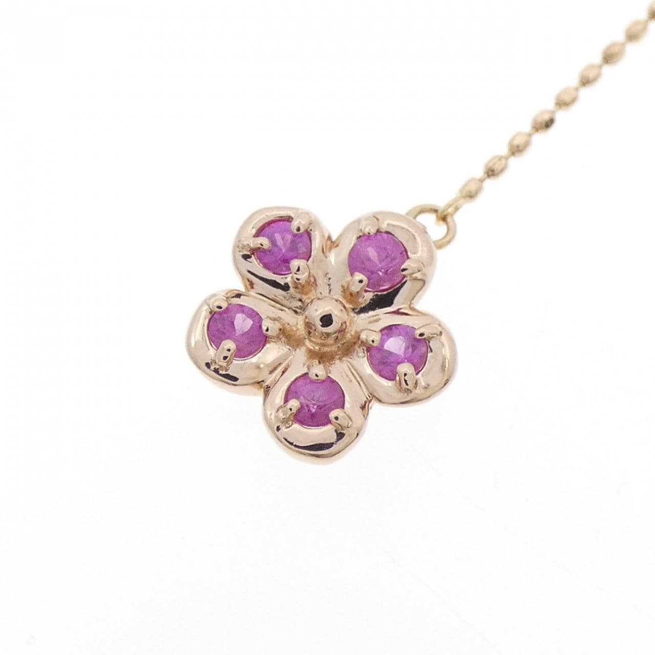 K14PG/K18PG フラワー ルビー ネックレス