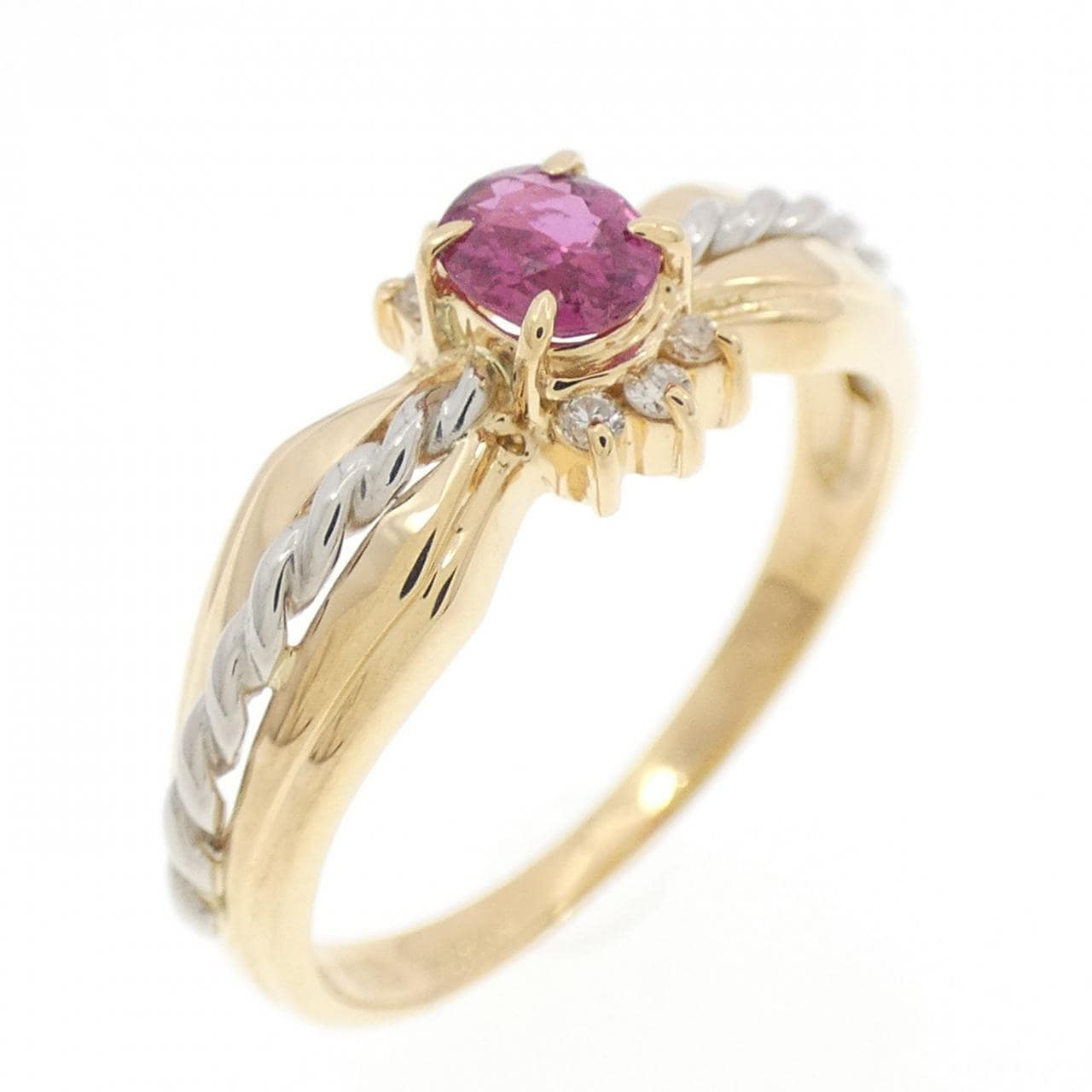 K18YG/PT850 ルビー リング 0.24CT