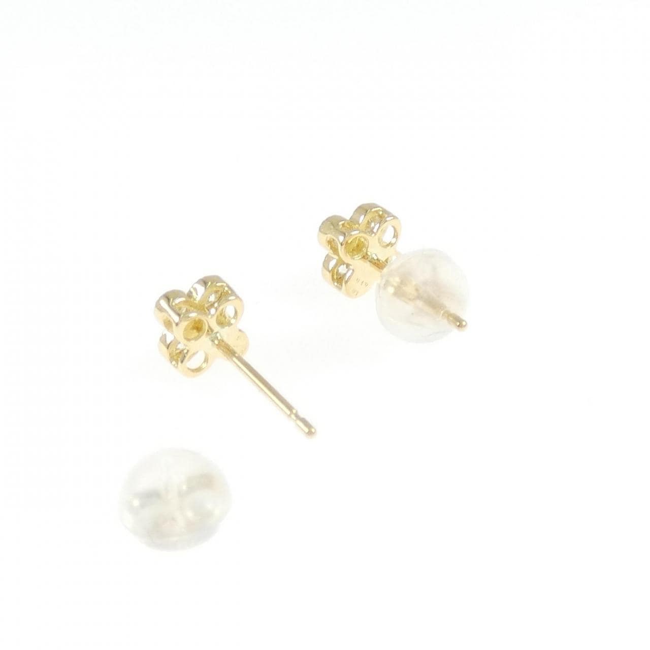 【リメイク】K18YG フラワー ダイヤモンド ピアス 0.20CT