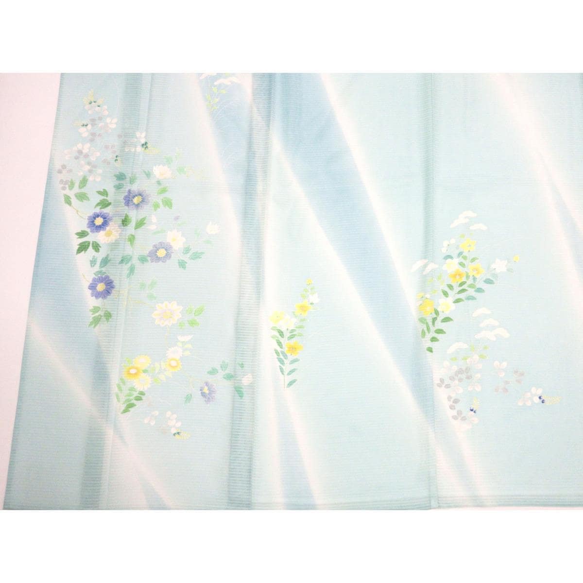 【新品】単衣　変わり絽織訪問着　友禅銀彩加工