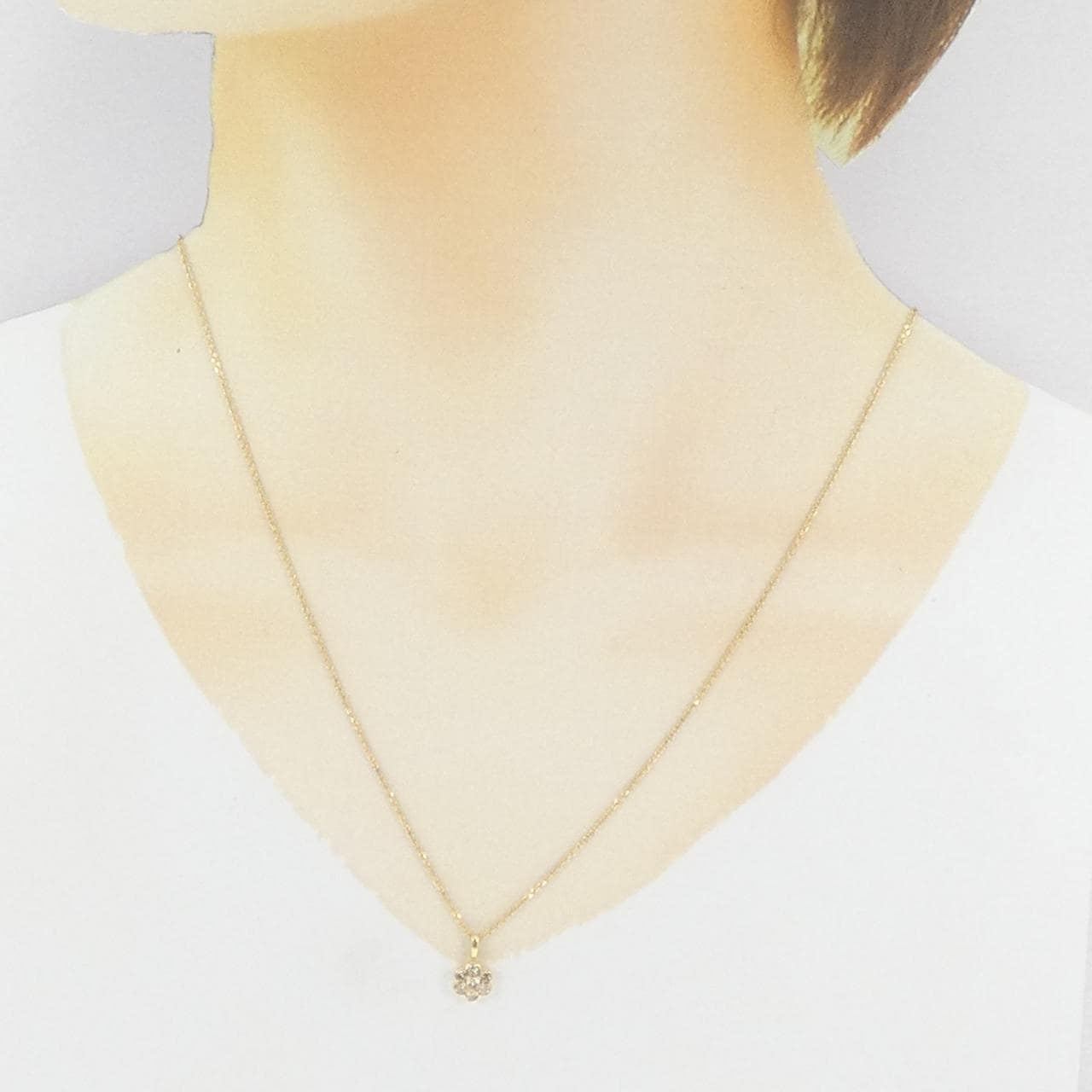 K18YG/750YG フラワー ダイヤモンド ネックレス 0.28CT