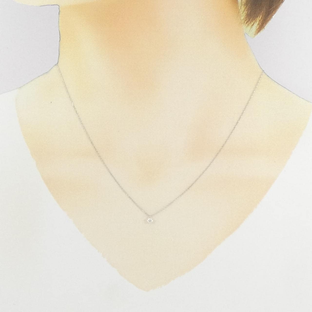 K18WG ソリティア ダイヤモンド ネックレス 0.092CT