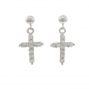 PT900 クロス ダイヤモンド ピアス 0.30CT