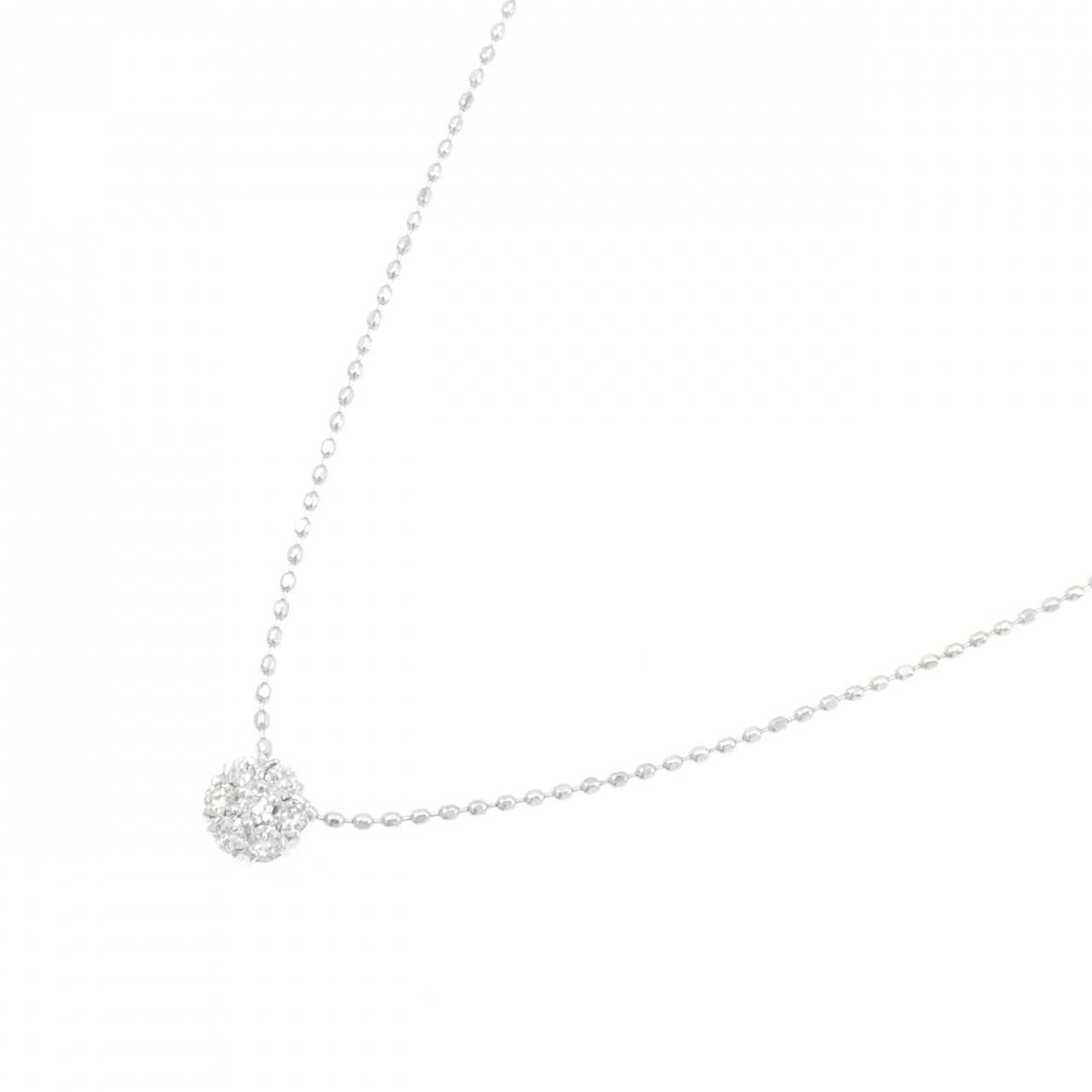 K10WG フラワー ダイヤモンド ネックレス 0.10CT