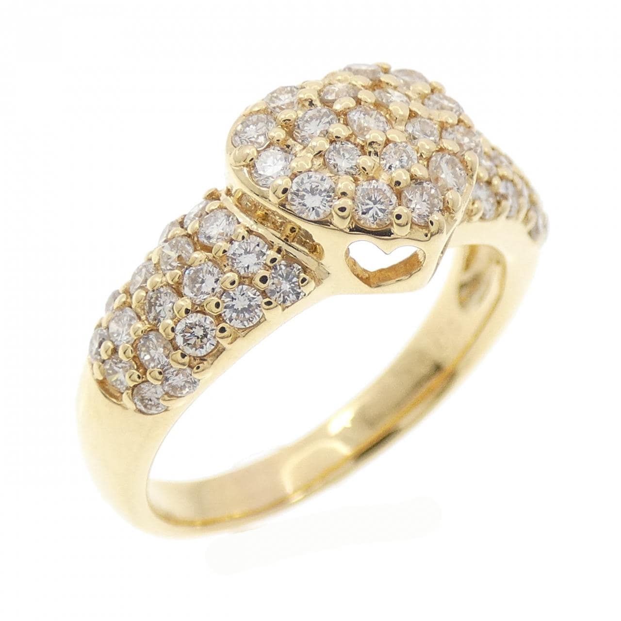 K18YG ハート×パヴェ ダイヤモンド リング 0.70CT
